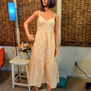 LOFT Petite Embroidered Eyelet Cut-out Back Dress